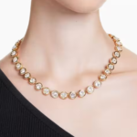 gold plated crystal studded imber short necklace