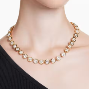 HOME gold plated crystal studded imber short necklace